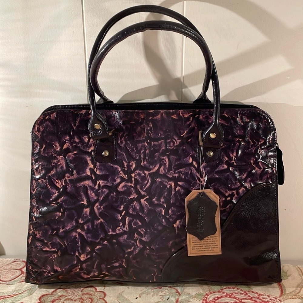 Artistian Crafted Genuine Leather Unique & One Of A Kind Abstract Hand Held Bag